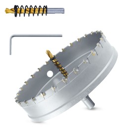 Luomorgo 4.72" 120mm TCT Carbide Hole Saw Tungsten Carbide Tipped Hole Cutter with 2 Pcs Titanium-Plated Pilot Drill Bit for Metal Iron Steel Wood Plastic