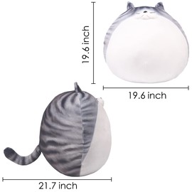 ARELUX 21.7" Chubby Cat Plush Pillow, Cute Fat Kitty Stuffed Animal Soft Kitten Adorable Hugging Pillow Anime Squishy Plushies, Kawaii Funny Toy Birthday Xmas Gift for Kids Toddler Adults Boys Girls