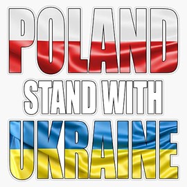 Poland Stand with Ukraine Bumper Sticker Vinyl Decal 5"