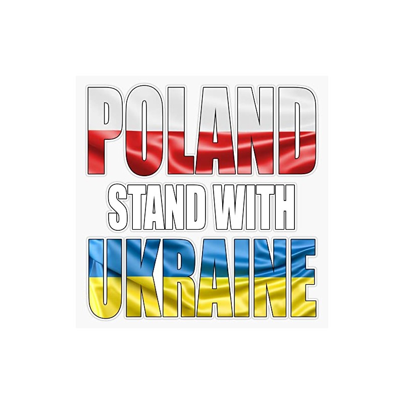 Poland Stand with Ukraine Bumper Sticker Vinyl Decal 5"