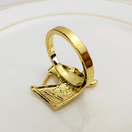 Yalulu Napkin Rings, Pack of 6 Horse Head Metal Napkin Buckle Holder Dining Table Setting for Wedding, Dinner, Hotel Table Decor (Gold)