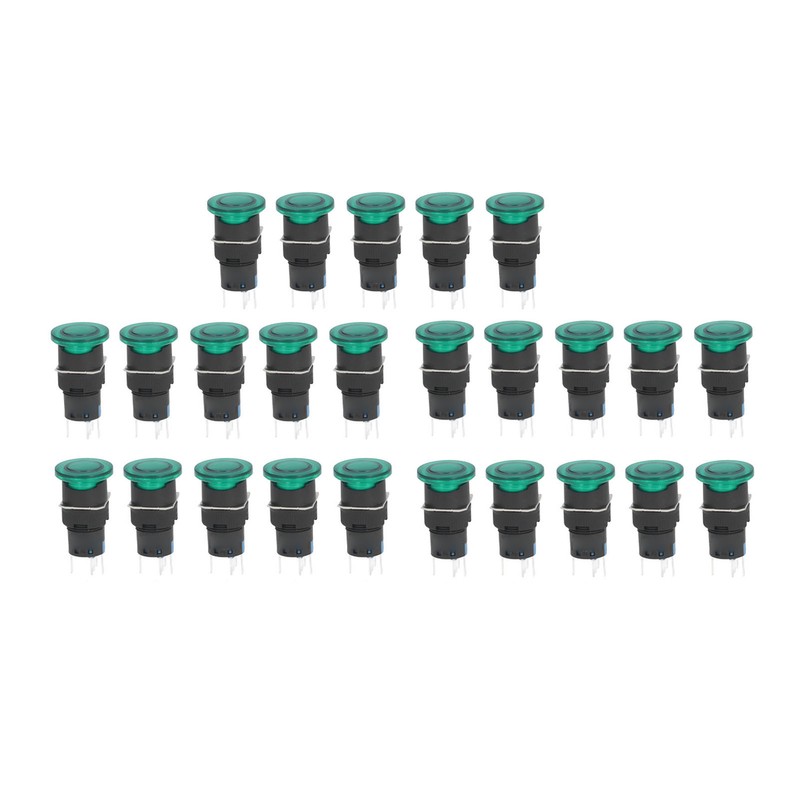 25Pcs/Set Green Mushroom Head Switch IP65 Plastic Mini Button Switches