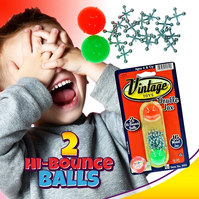 JA-RU Vintage Metal Jacks Game Set/Two Bouncy Balls.(1 Pack) Mini