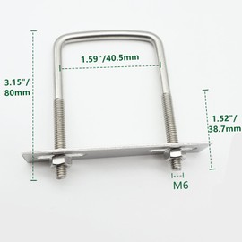 QYIMLI Stainless Steel Square U Bolt Clamp, Square Tube Clamps with Nut and Plate for Boat Trailer (M6*40 * 80)