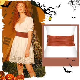 JASGOOD Women Leather Wide Waist Belt Braid Elastic Stretchy Belt Fashion Obi Belt Cich Belt