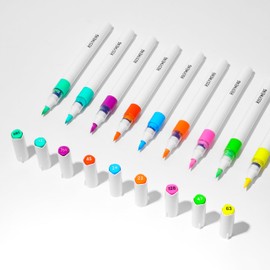 ROSYMENG 9 Color Acrylic Paint Pens,Quick-Drying Waterproof Acrylic Paint Markers, Soft Brush Tip Acrylic Markers for Canvas, Rock Painting, Wood, Stone, Glass, Ceramic, Fabric Painting, DIY Crafts