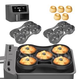 FJNATINH Airfryer Accessories Doughnuts Baking Mould, Ninja Air Fryer Accessories, Compatible with Ninja AF400EU, AF451EU, SL400EU and AF500DE, Reusable, Pack of 2, Grey
