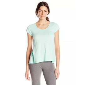 HUE Women's Short Sleeve Scoop Neck Tee with Lace Trim, Honeydew Small