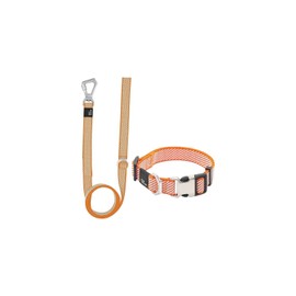 Maykoosh French Flair Series 2-in-1 Convertible Dog Leash and Collar, Collars for Dogs, Dog Collar for Walking, Nylon and Leather Collars - Large, Orange