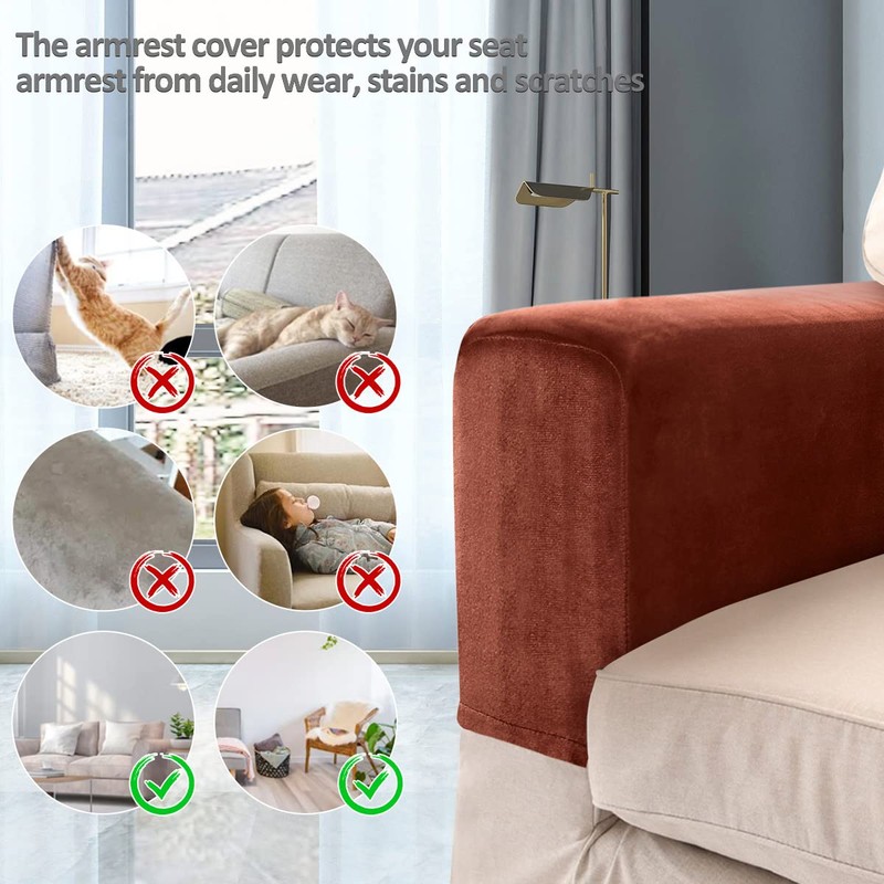 Armrest Covers 2pcs Universal Armchair Covers Non-Slip Sofa Armrest Protector