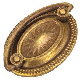 Hepplewhite Antique Brass Drawer Bail Pull | Boring: 2" | Handle for Antique Cabinet Door, Dresser Drawer, Desk | Reproduction Furniture Hardware | UA-867-PAB