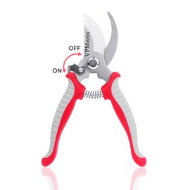 VPMeetx Secateurs - Professional High Carbon Alloy Steel Garden Shears Bypass Pruning Shears Lightweight Hand Pruner with Locking Mechanism for Branches Stems Flowers Hedge (Red Secateurs)
