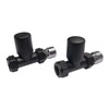 Noir Straight Towel Radiator Valves Matte Black Round 15mm *Twin