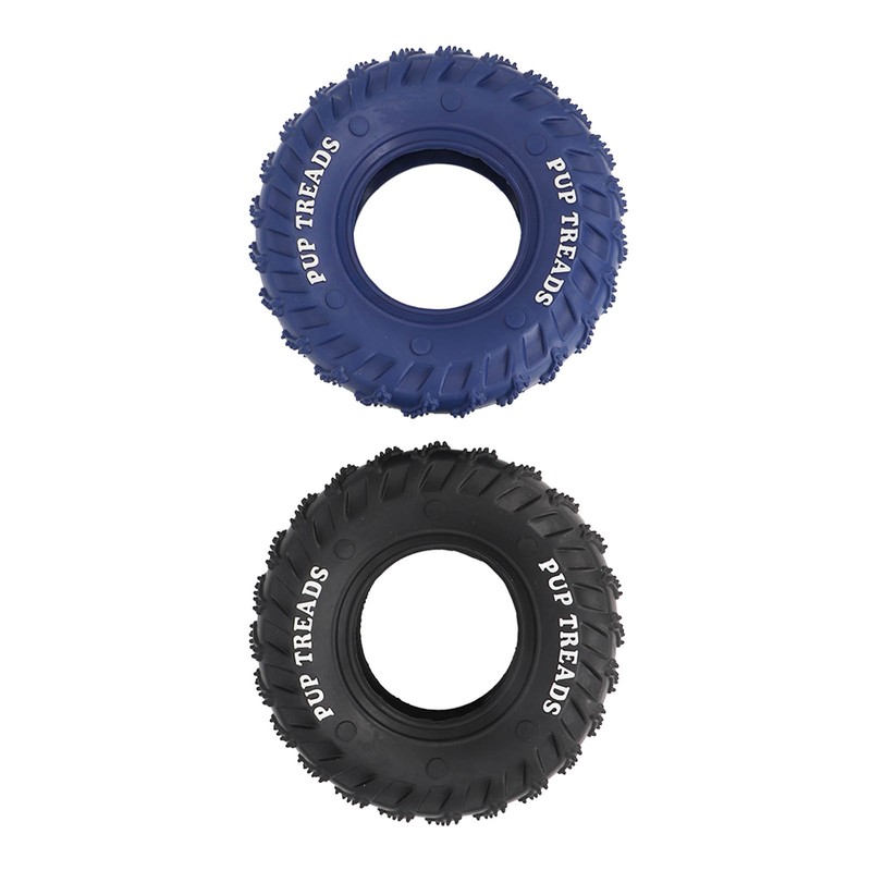 2Pcs Blue Black Rubber Tire Dog Chew Toy Safe Tire