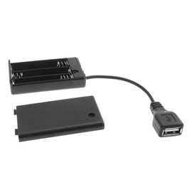 DGZZI - Caja de batería USB hembra con enchufe 3 pilas AAA con interruptor de encendido y apagado, color negro