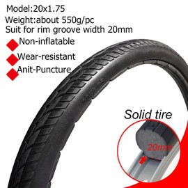 20x1.75 Solid Bike Tire for Boys and Girls Bikes, 20inch Road Bike BMX Bike