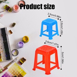 NQEUEPN 16pcs Canvas Stands for Painting, Multicolored Mini Paint Stands with 2 Sizes, Non-Skip Plastic Mini Holders Canvas Feet Risers for Pour Painting Gift for Canvas Painting Lovers
