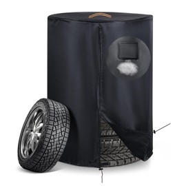 Tire Covers for Storage，Upgraded 420D Oxford Tire Covers Waterproof Outdoor,SPF＞70+,Universal Tire Stack Dust Protective Cover with Waterproof Zipper,Air Vent (Holding 4 Tires Within 32 Inch Diameter)