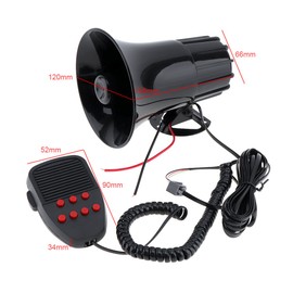 DriSentri Wired Alarm Siren Horn, Car Siren Horn, 100W 12V 7 Sounds Car Truck Speaker Loud Siren Horn 105dB with MIC
