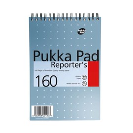 Pukka Metallic Reporters Shorthand Pad 140x205mm Durable Twin Wire Bound Covers For Long Lasting Use Perforated Leaves Let You Remove Pages Quickly And Easily Handy Size For Easy Portability Feint Ruled Lines To Keep Your Writing Neat 160 Pages Of 80gsm 