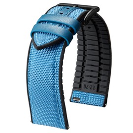 BINLUN Nylon Silicone Watch Bands 18mm 19mm 20mm 21mm 22mm Quick Release Canvas Rubber Hybrid Watch Strap Replacement Watchband for Men Women 9 Colors Silver/Black Buckle(Blue-Black,18mm)