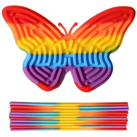 Sensorik Activity Board, Silikon Fidget Toys, Sensorisches Aktivitätstafel mit 12 Stäbe, zur Stressabbau, ADHD und Autismus, Sensorisches Spielzeug Aktivitätsbrett, für Kinder ab 3 Jahr & Erwachsene