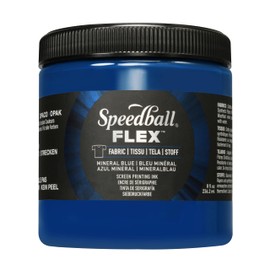 Speedball Flex Fabric Screen Printing Ink, 8-Ounce, Mineral Blue for T-Shirt and Silkscreen Printmaking