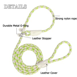 Durable Slip Lead Dog Leash for Training 6 Ft X 3/8 Inch, Heavy-Duty Training Leash with Adjustable Control, No-Pull Design for Small & Medium Pets, Reinforced Nylon Walking Lead for Agility Exercises