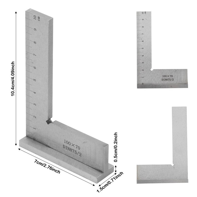 Try Square 100 x 70 mm, 90° Metal Carpenter's Square