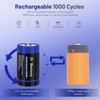 wowpower Rechargeable Lithium D Cell Batteries 7500mWh with USB-C Charging