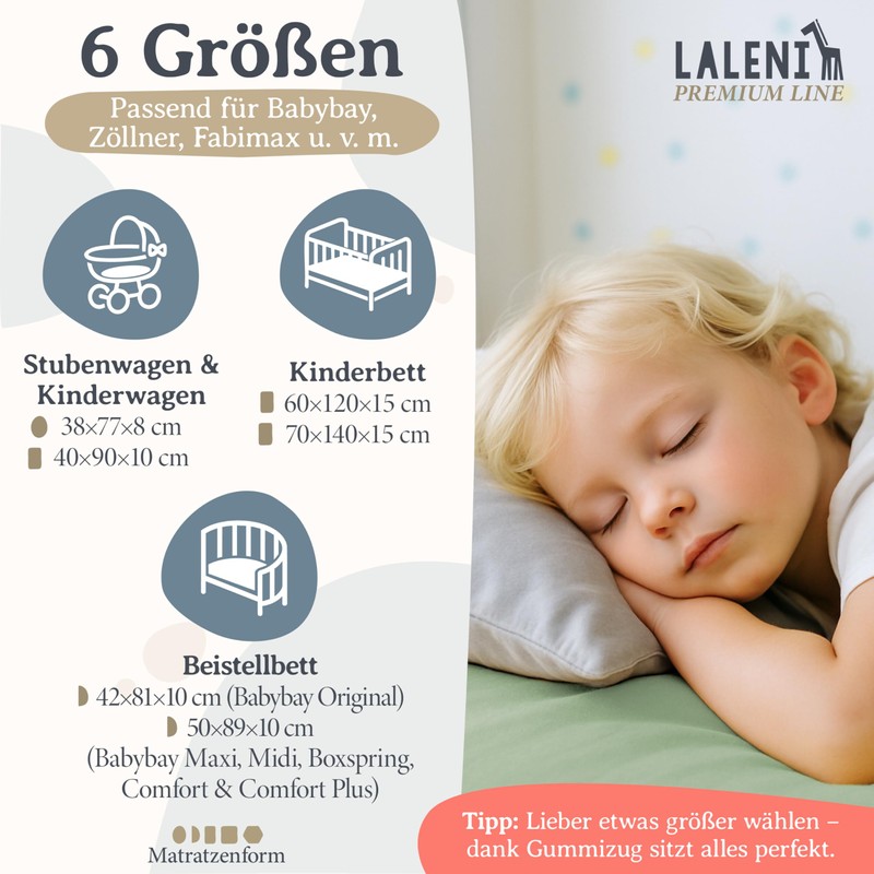Laleni Premium fitted sheets for baby bed, breathable, 100% cotton
