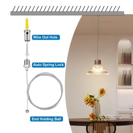 Teemyaa 20 Sets Hanging Wire Cable Kit for Hexagon Garage Light, 3.28ft Honeycomb Pendant Mounting Hardware, Adjustable Wire Rope for Suspension Hex Lighting Fixture