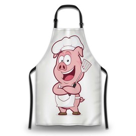 Olikked Kitchen Apron for Men Pig Chef Women Aprons for Cooking Restaurant BBQ Painting Crafting Gardening 27” (W) x 31” (H), Waterproof Apron