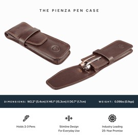 Maxwell Scott - Luxury Leather Fountain Pen Case/Holder for up to 3 Pens - Handmade in Italy - The Pienza Dark Brown