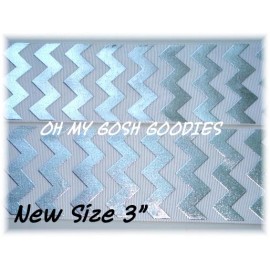 3"  PATRIOTIC WHITE SILVER FOIL CHEVRON BLING GROSGRAIN RIBBON JULY USA CHEER