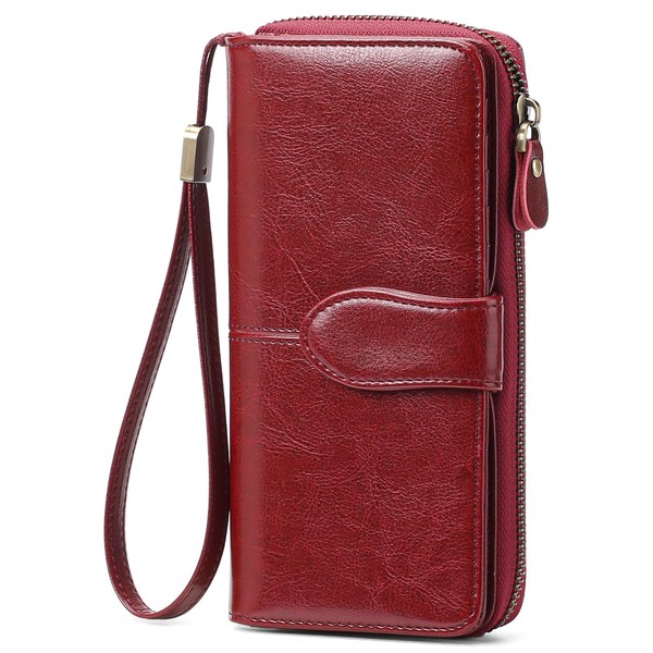 GAEKEAO Wallet for Women Clutch RFID Blocking Leather Wristlet Purse