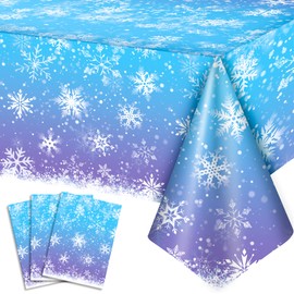 Snowflakes Tablecloth 3 Pieces, 54 x 108 Inches Winter Tablecloth Winter Wonderland for Snowflakes Decoration
