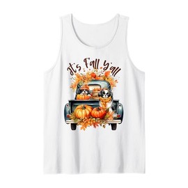 It’s Fall Y’All Japanese Chin Pumpkins Truck Autumn Season Tank Top