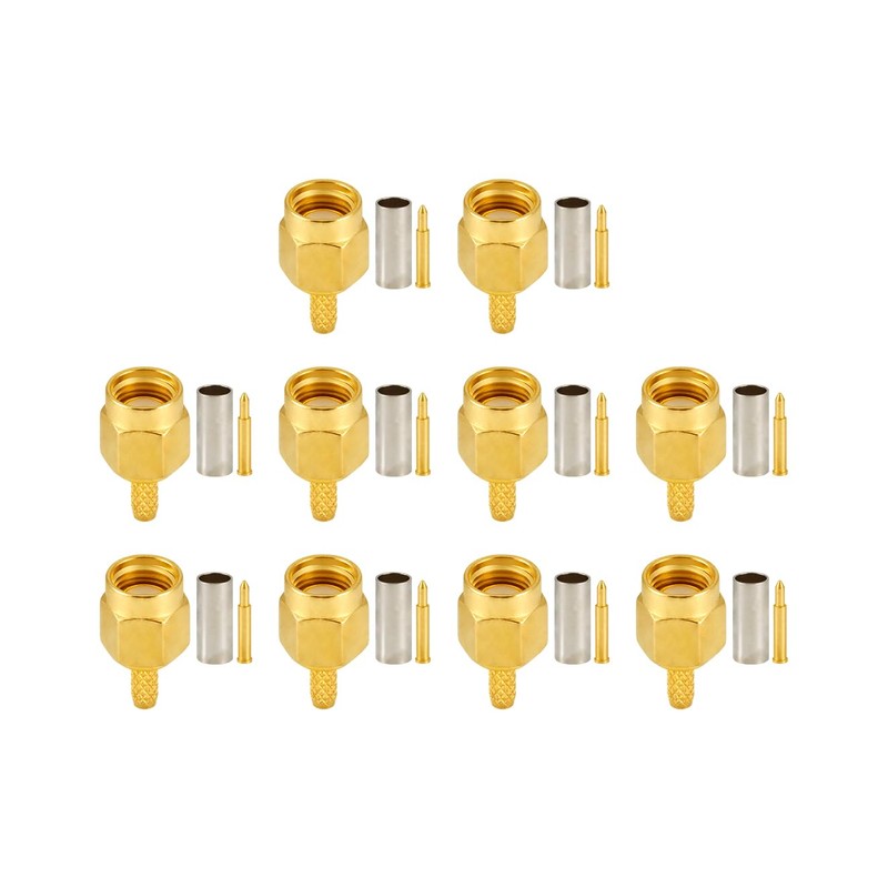 POBADY 10PCS SMA Conectores SMA Macho Crimpado Connector para RG316