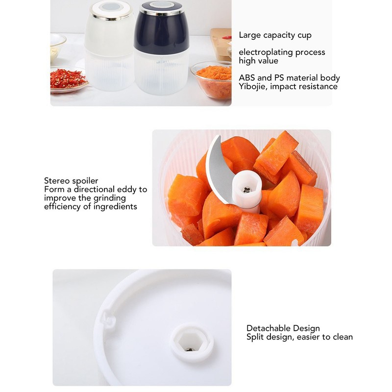 Electric Garlic Chopper 3 Blade Powerful Motor Multifunctional Food Processor
