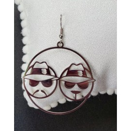 Handmade Silver Chicana Hoop Round Dangle Drop Earrings Lowrider Latina Gangster Chola