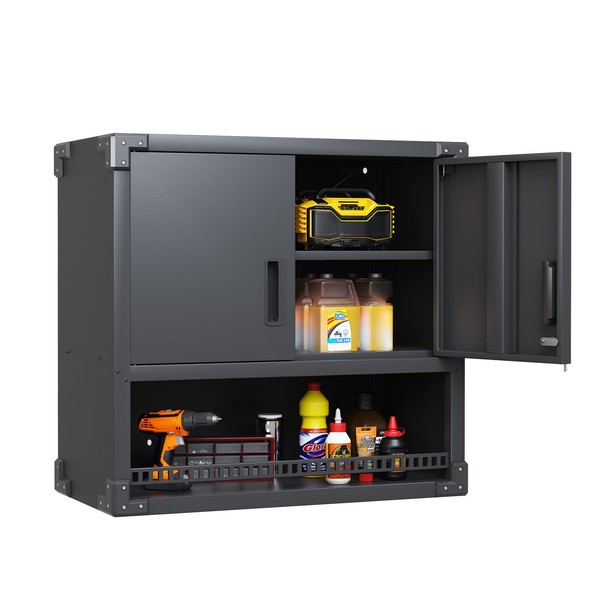 AQY Metal Garage Wall Cabinets with Locking Doors and Adjustable