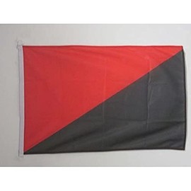 Anarcho Syndicalism Movement Nautical Flag 18'' x 12'' - Anarcho-syndicalist Flags 30 x 45 cm - Banner 12x18 in for Boat - Drapeau Anarcho-syndicalisme AZ FLAG