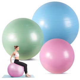 Honoson 3 Pcs Exercise Ball Large Yoga Ball Pregnancy Ball 3 Size Fitness Ball Multiple Sizes Yoga Ball Chair for Office Home Labor Gym Birth Balance, 55/65/75cm(Pink, Green, Blue)