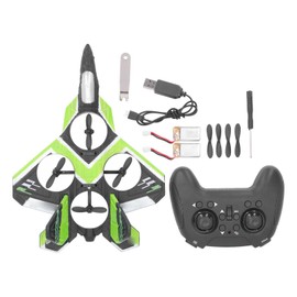 RC Foam Airplane with Light 360 Degree Roll Barometric Height Setting Fixed Wing Quadcopter Drone Aircraft Toy for Kids Adults Dual Batteries