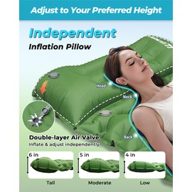 CALMCREST Sleeping Pad for Camping, 4in Thickness Inflatable Sleeping Mat with Adjustable Pillow & Built-in Foot Pump,Lightweight Camping Air Mattress with Waterproof Nylon for Hiking,Traveling-Green