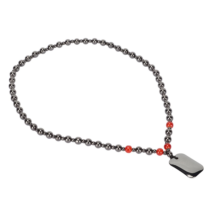 Terahertz Beaded Necklace Fashionable Rectangular Pendant Soreness Relief Energy Stone