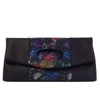 JNB Flower Print Fold Over Clutch, Black, Medium