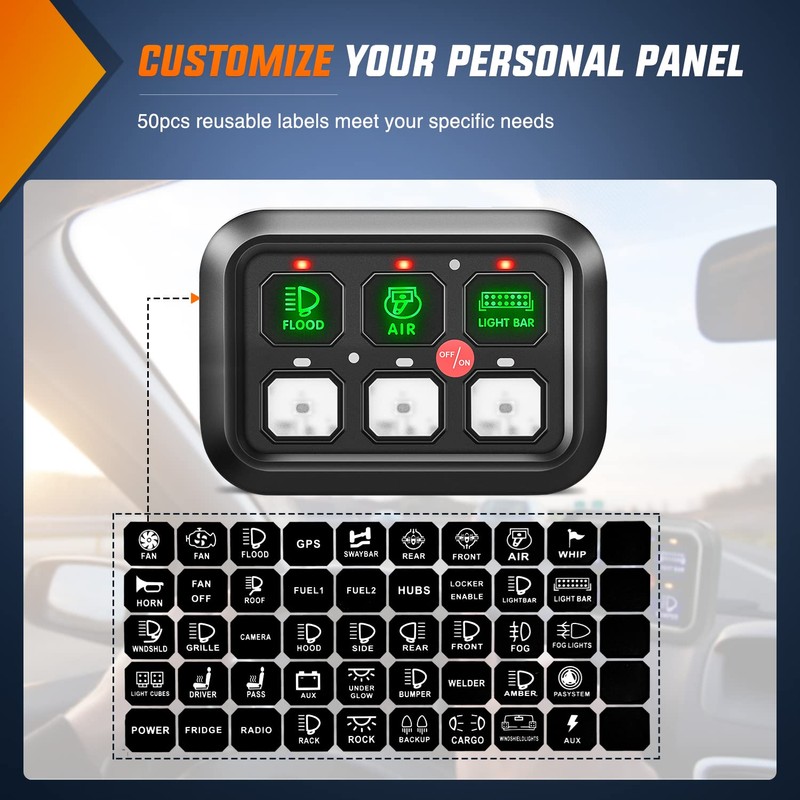 Nilight 6 Gang Switch Panel Universal Circuit Control Relay System
