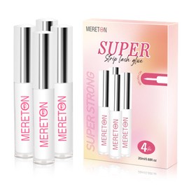 Eyelash Glue for False Eyelashes - 4 pcs Super Strong Hold Clear Waterproof Long-Lasting Strip Lash Glue Fast Drying Eyelash Adhesive 0.17oz Each (4 Pack) (Clear)